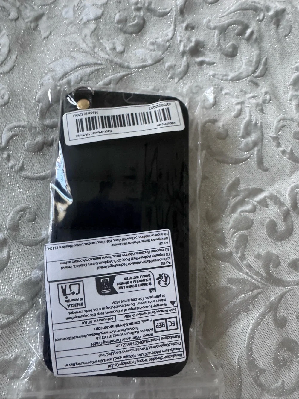 Black Puffed IPhone 15 Pro Max Case with Dog Charm & Wrist Strap